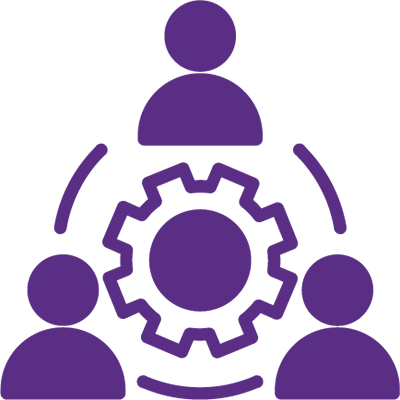 icon circular gear connecting people